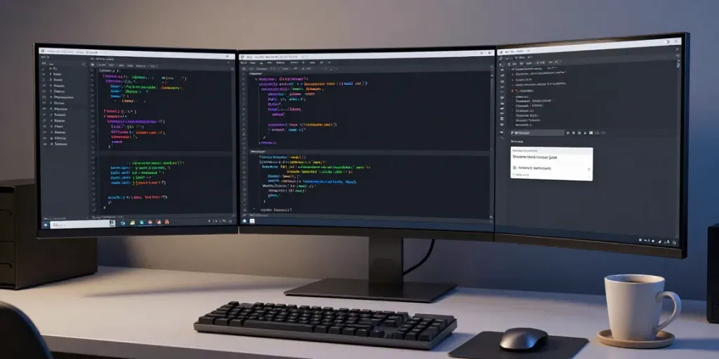 Affordable .co.uk domain registration setup in a modern developer workspace with a coding monitor and sleek design.